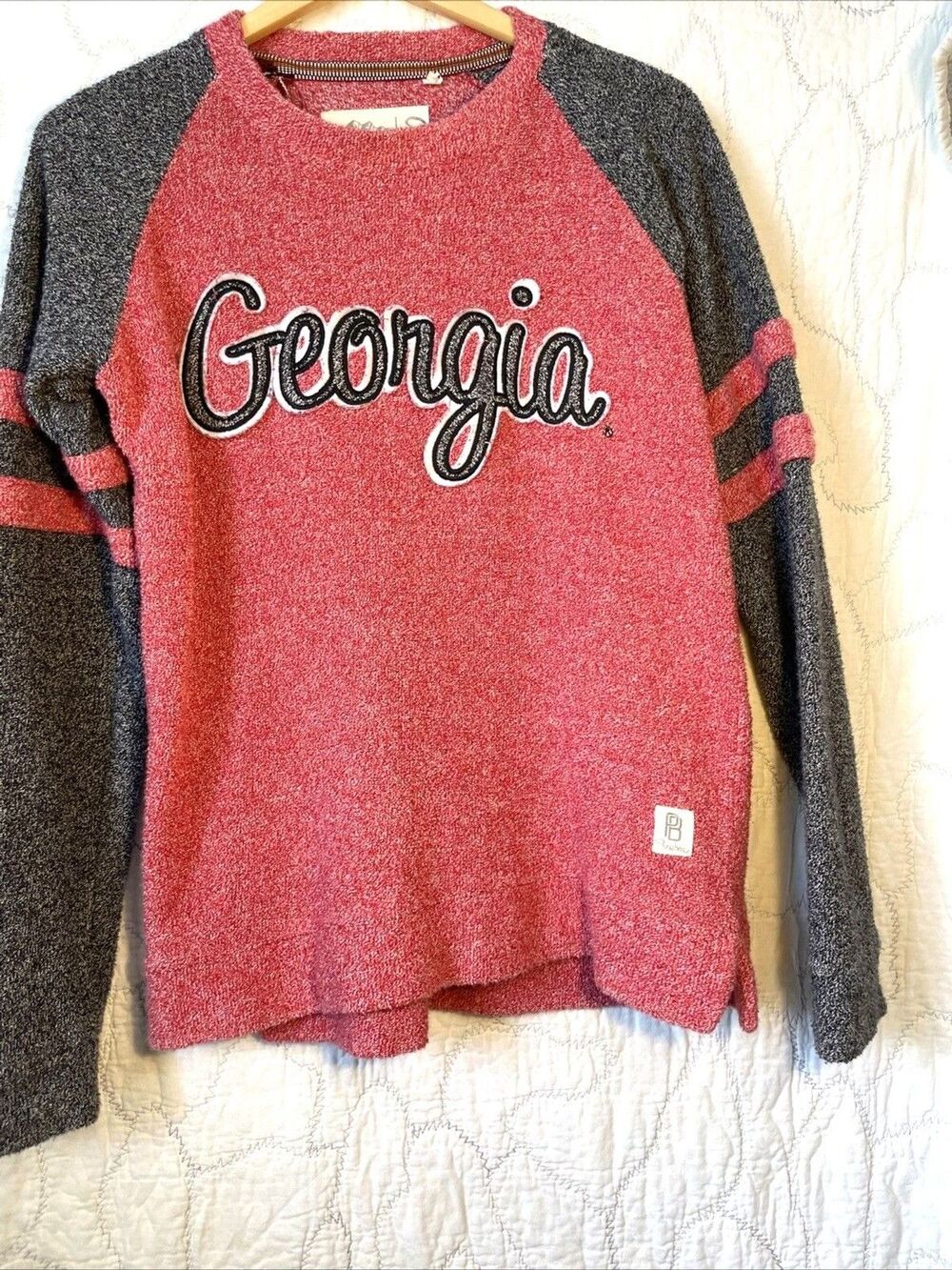 Georgia Pressbox Vintage Bulldogs Long Sleeve Sweater Women’s MED